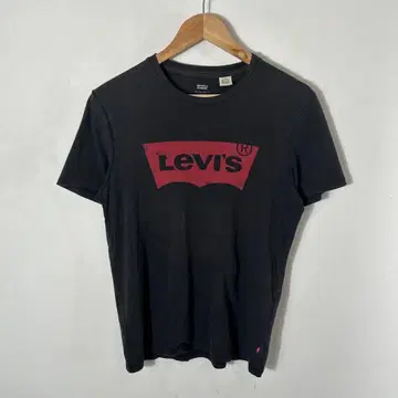 Levi's 블랙 반팔 여성용 T셔츠 로고 프린트