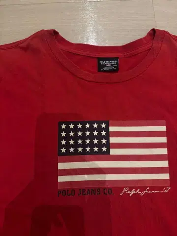 Polo Jeans Co. 미국 국기 T셔츠 레드