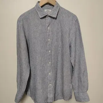 UNITED ARROWS 스트라이프 긴팔 셔츠 린넨 100% L 사이즈