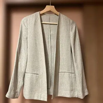 UNITED ARROWS 노카라 자켓 페이크 린넨 베이지