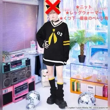 카가미네 린 렌 V넥 니트 리슨 플레이버 레그 워머 양말