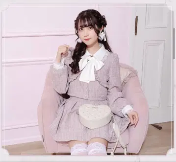 아가씨 반짝이 트위드 셋업 핑크 NOEMIE 노에미