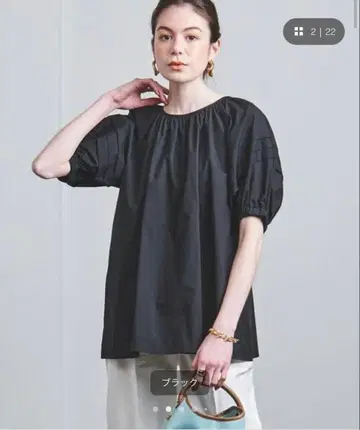 [ UNITED ARROWS ] 턱 볼륨 슬리브 블라우스