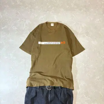 아카이브 써멀 프린트 반팔 티 카키 y2k