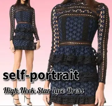 self-portrait 네이비 레이스 미니 원피스 UK6