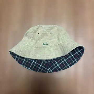 라코스테 버킷햇 베이지 체크 무늬