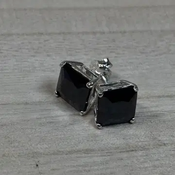 실버 925 블랙 지르코니아 스퀘어 포스트 귀걸이 10mm