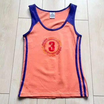 Y2K 00s adidas 아디다스 3라인 탱크탑 오렌지 보라색