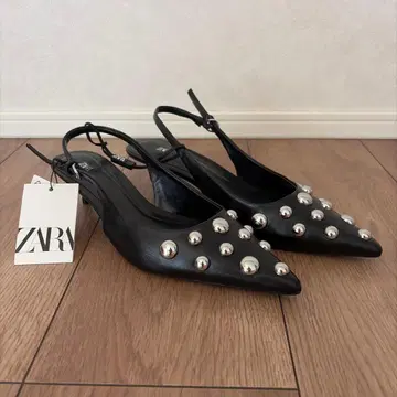 ZARA 스터드 힐 슬링백 35