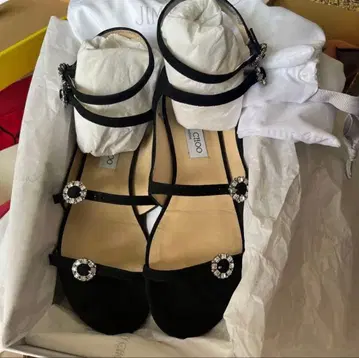 JIMMY CHOO 지미추 샌들 블랙 비쥬 37