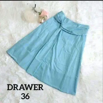 새상품 Drawer 스커트 블루 36 코튼 실크 혼방 봄