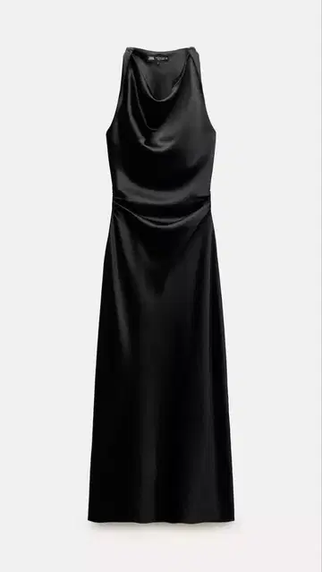 택 포함 새상품 ZARA 새틴 미디 원피스 블랙