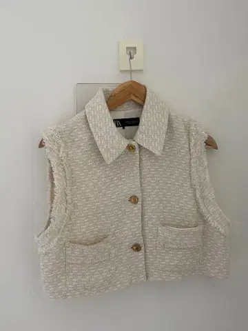 ZARA 베이지 프린지 베스트 M