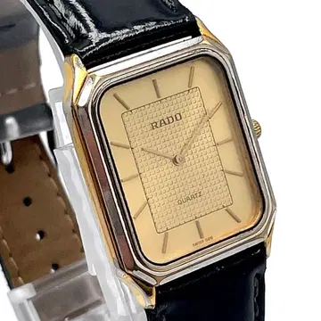 [ 작동 ] RADO 손목시계 남성용 새상품 배터리 골드 쿼츠 스퀘어