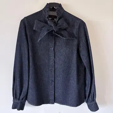 ZARA 자라 리본 포함 데님 블라우스 XS
