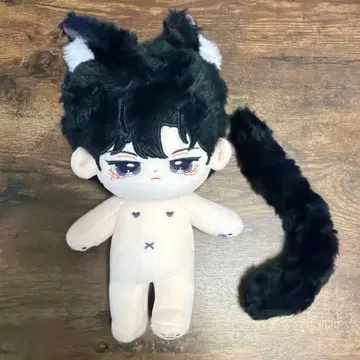 블랙 고양이 귀 달린 봉제 인형