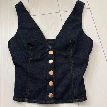 ZARA 다크 데님 V넥 뷔스티에