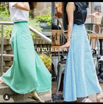 BLUELEA 체크 무늬 플레어 스커트 S