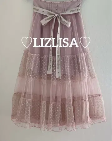 [정품] LIZLISA 하트 무늬 샤샤 스커트 핑크 완판템