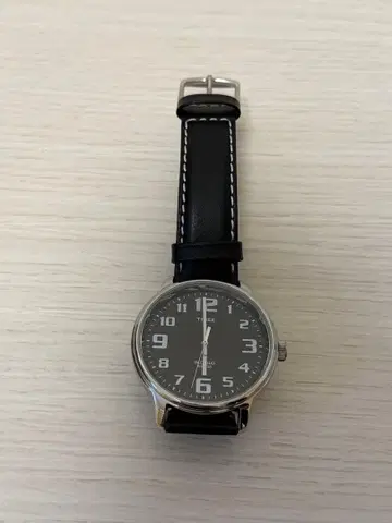 작동품! 빅 페이스 TIMEX INDIGLO 다이얼 블랙 가죽