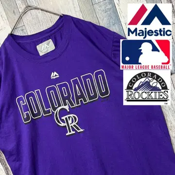 MLB 콜로라도 로키스 팀 로고 T셔츠 Majestic 퍼플