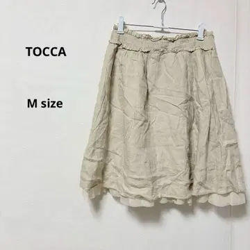 TOCCA 토카 린넨 플레어 스커트 M 베이지 레이스 레이어드