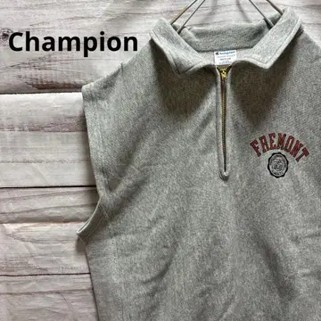 Champion 하프 지퍼 맨투맨 슬리브리스 리버스 위브 그레이