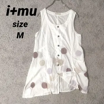 센소유니코 i+mu 이무 도트 무늬 튜닉 셔츠 블라우스 슬리브리스