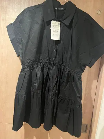 ZARA 블랙 반팔 셔츠 원피스 S
