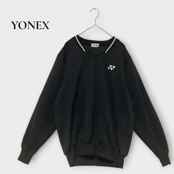 요넥스 트레이닝복 긴팔 맨투맨 로고 자수 V넥 M 블랙