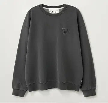 SATUR 데님 라이크 워싱 스웨트셔츠 블랙