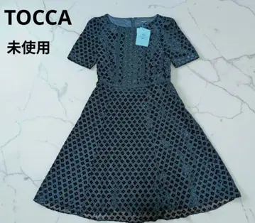 택 포함 미사용 TOCCA 0사이즈 레이스 시어 잔꽃무늬 블랙 원피스