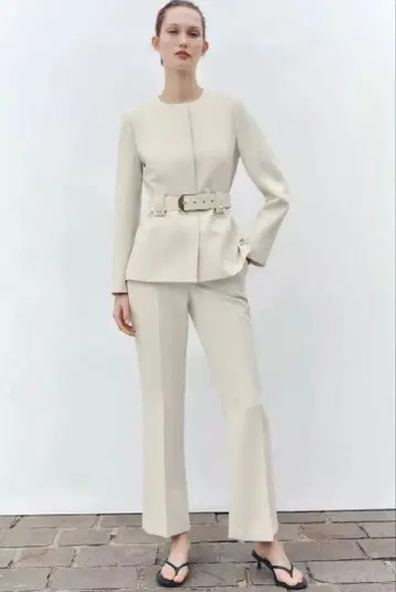 [ 미착용 택 포함 ] ZARA 벨트 와이드 블레이저 셋업