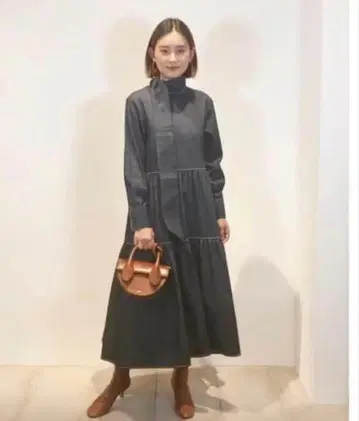 르쉘블루 데님 롱 티어드 원피스 36