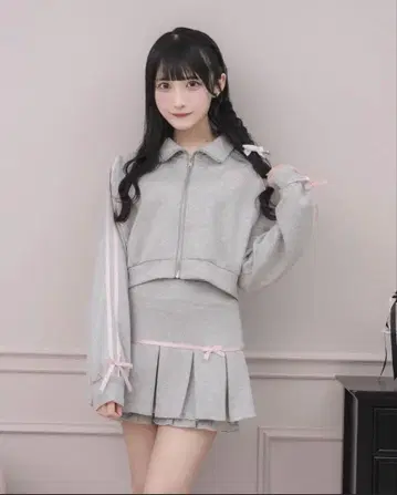 pium 바이컬러 리본 본딩 셋업 그레이