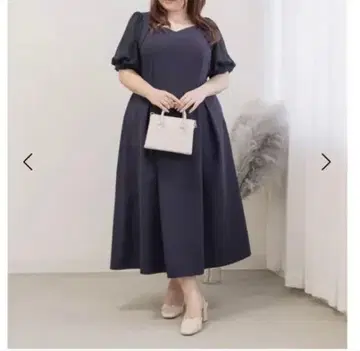 CLETTTE 네이비 시어 반팔 원피스 네이비 4L