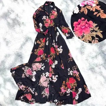 자라/ZARA 꽃무늬 플레어 맥시 리조트 셔츠 원피스 보타니컬 플라워