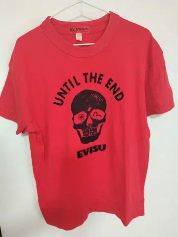 EVISU 스컬 프린트 T셔츠 사이즈 40 레드