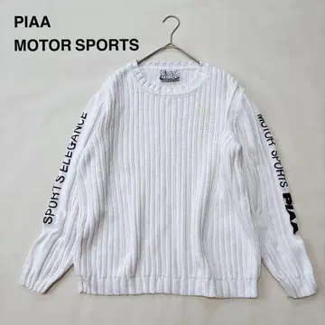 PIAA 피아 모터스포츠 코튼 니트 크루넥 로고 화이트