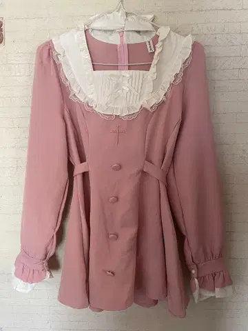 지뢰계 핑크 프릴 옷깃 셋업