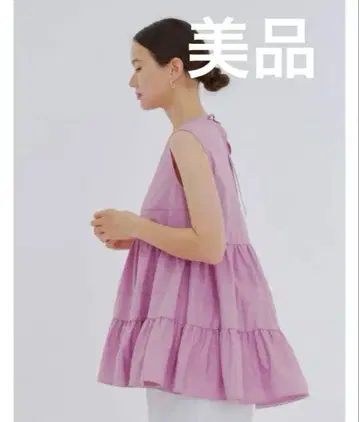 새상품급 yori 랜덤 티어드 타프타 블라우스 핑크 36 슬리브리스
