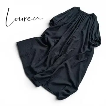 Louren 로렌 볼륨 슬리브 롱 원피스 퍼프 슬리브 블랙