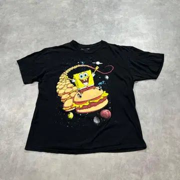 SpongeBob 캐릭터 T셔츠 햄버거 우주 패턴 XL US 구제 의류