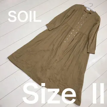 SOIL 카키 셔츠 원피스 Size II 울 린넨 체형 커버