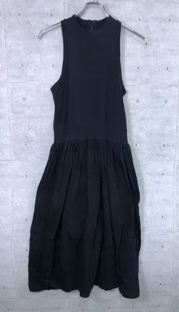 90s benetton 구제 의류 슬리브리스 개더 절개 롱 원피스