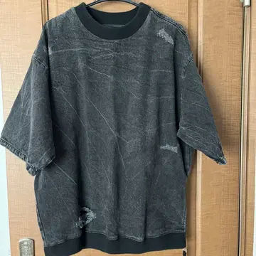 ZARA 데님 원단 T셔츠 블랙 지퍼 포함
