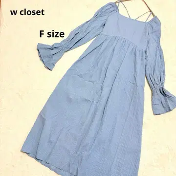 w closet 캔디 슬리브 백리본 롱 원피스 F 블루