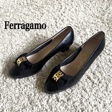 [새상품급] Ferragamo 페라가모 6C 블랙 펌프스 바라 리본
