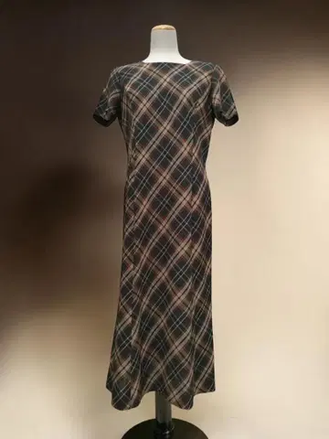 DAKS 닥스 울 100% 체크 무늬 롱 원피스 40 일본제