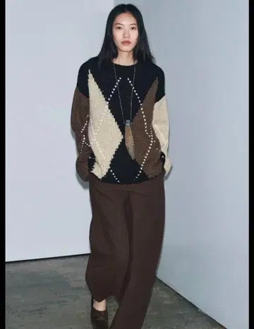 ZARA 아가일 니트 스웨터 S